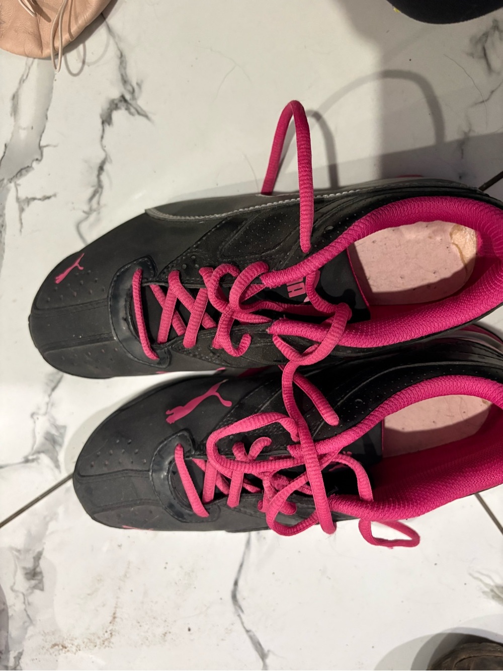 Puma Black Sneakers with Hot Pink Accents - Women’s Athletic Shoes